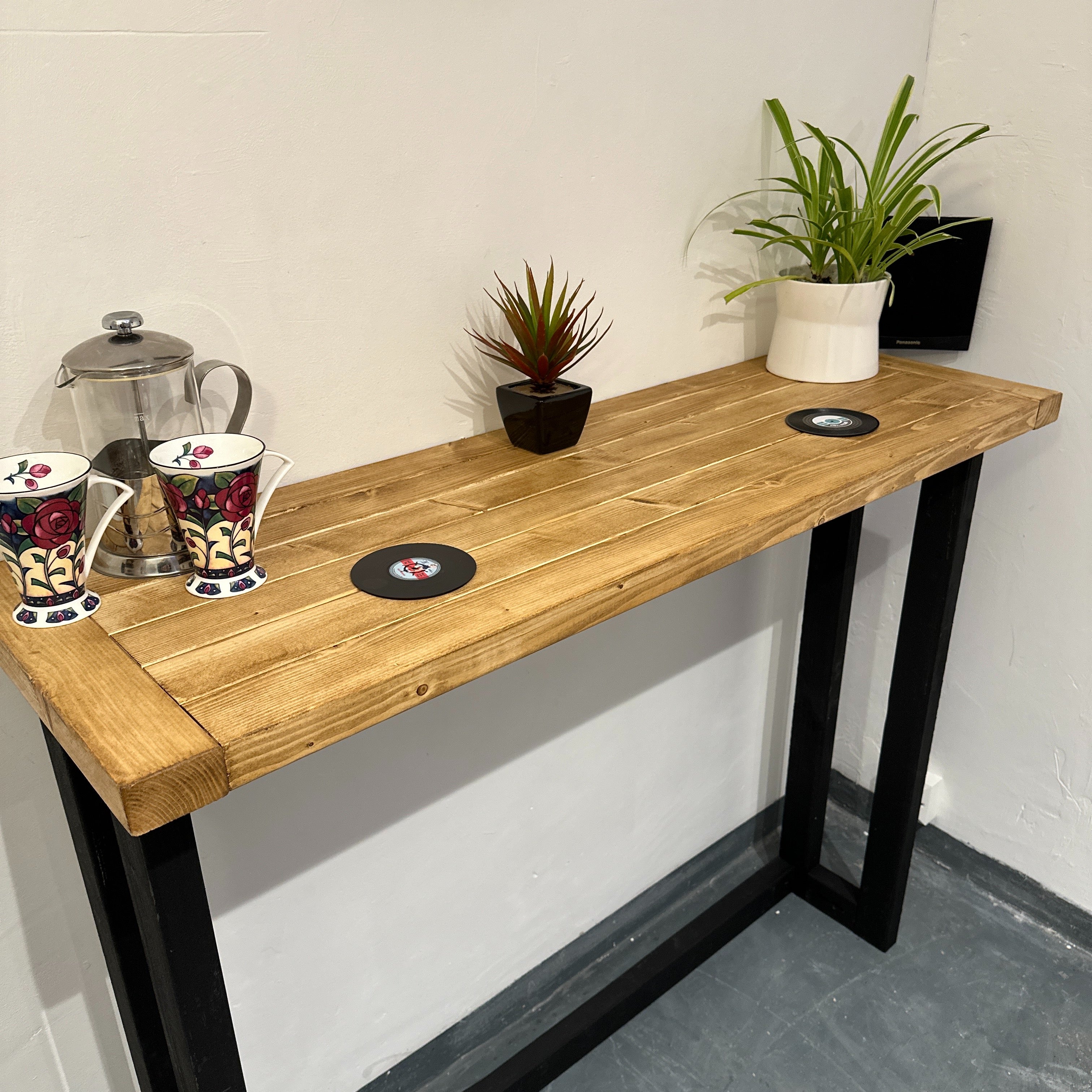 Industrial Style Breakfast Bar - Dark Oak - Shop Online at OnlineBars