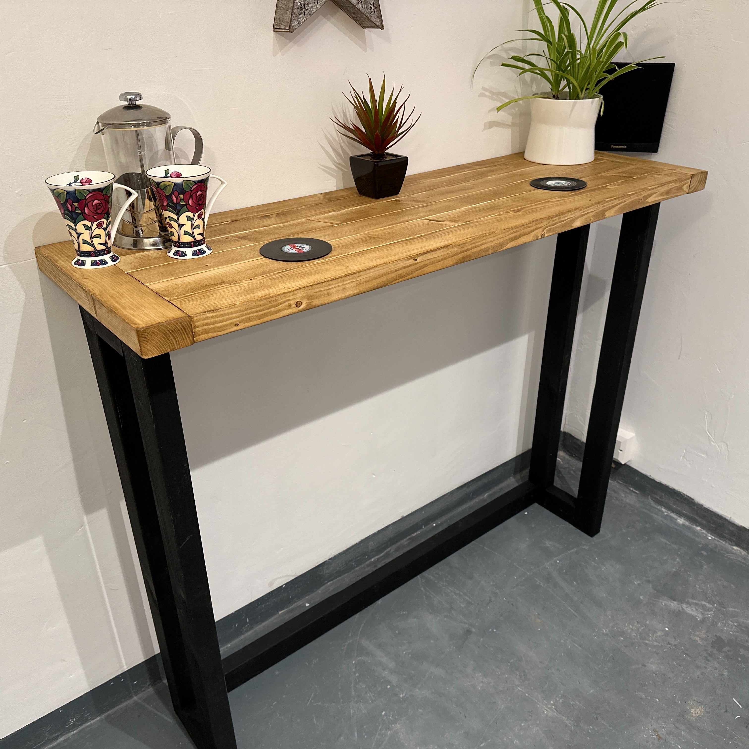 Industrial Style Breakfast Bar - Dark Oak - Shop Online at OnlineBars