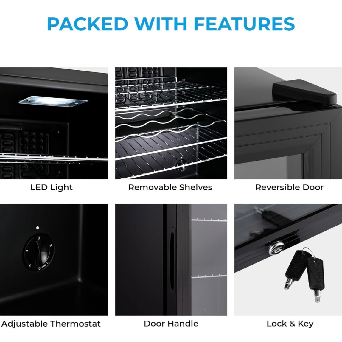 50 Litre Drinks Glass Door Fridge - Black