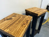 2er Set handgefertigte Barhocker im Industriestil