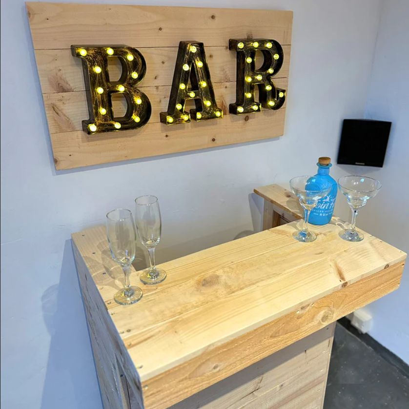 Large Rustic Wooden LED Bar Sign