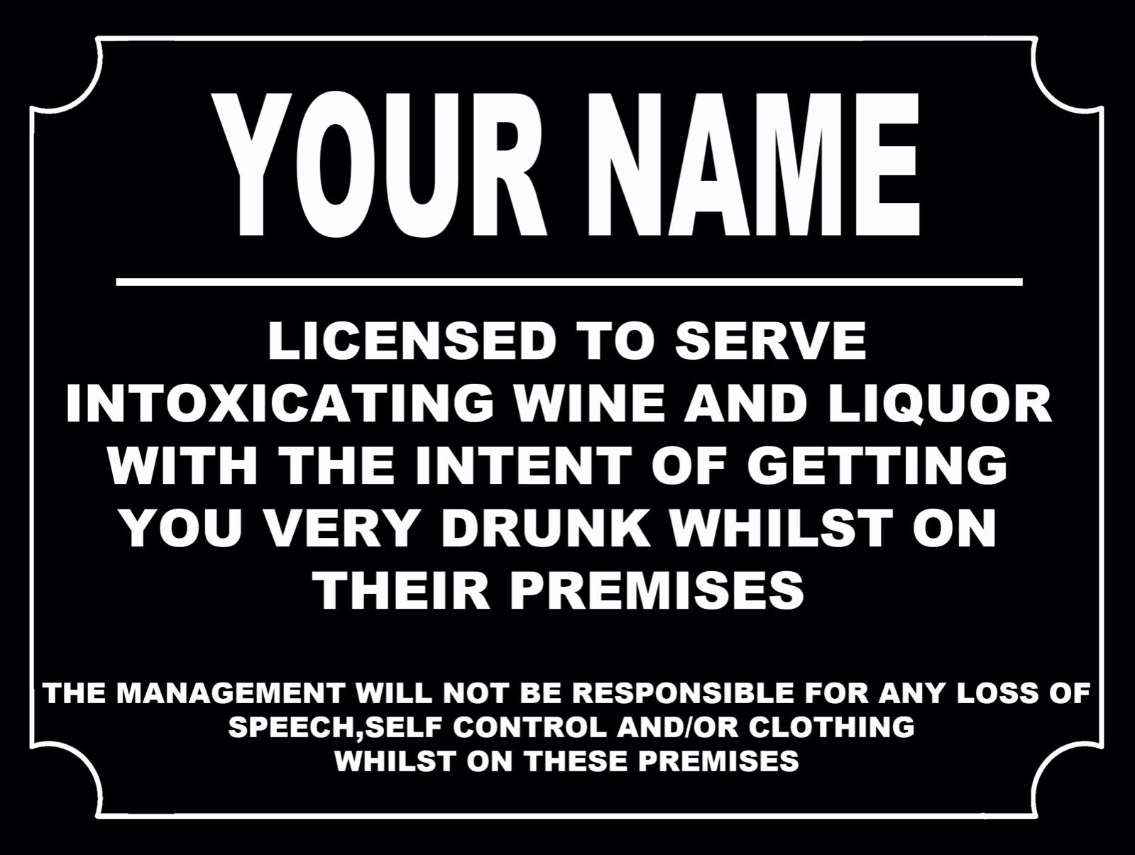 Funny personalised Bar Sign, Metal Tin sign/plaque man cave shed garage home pub