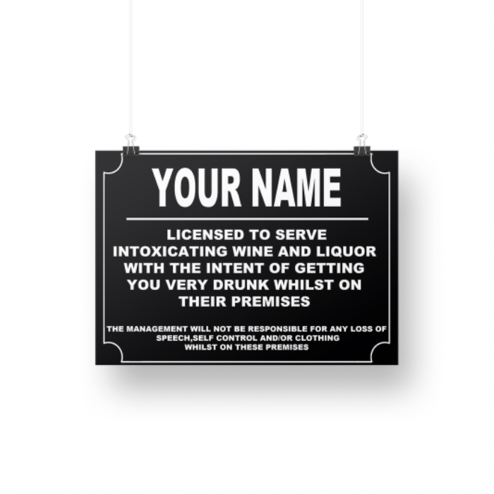 Funny personalised Bar Sign, Metal Tin sign/plaque man cave shed garage home pub