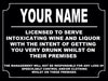 Funny personalised Bar Sign, Metal Tin sign/plaque man cave shed garage home pub