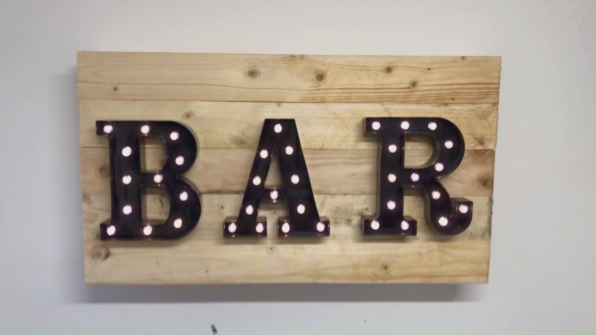 Rustic Wooden Drop Down Bar with Light Up Sign