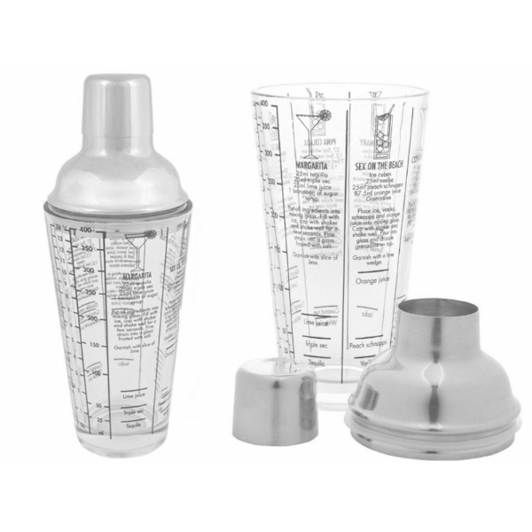Stainless Steel Cocktail Shaker 400ml with Recipes