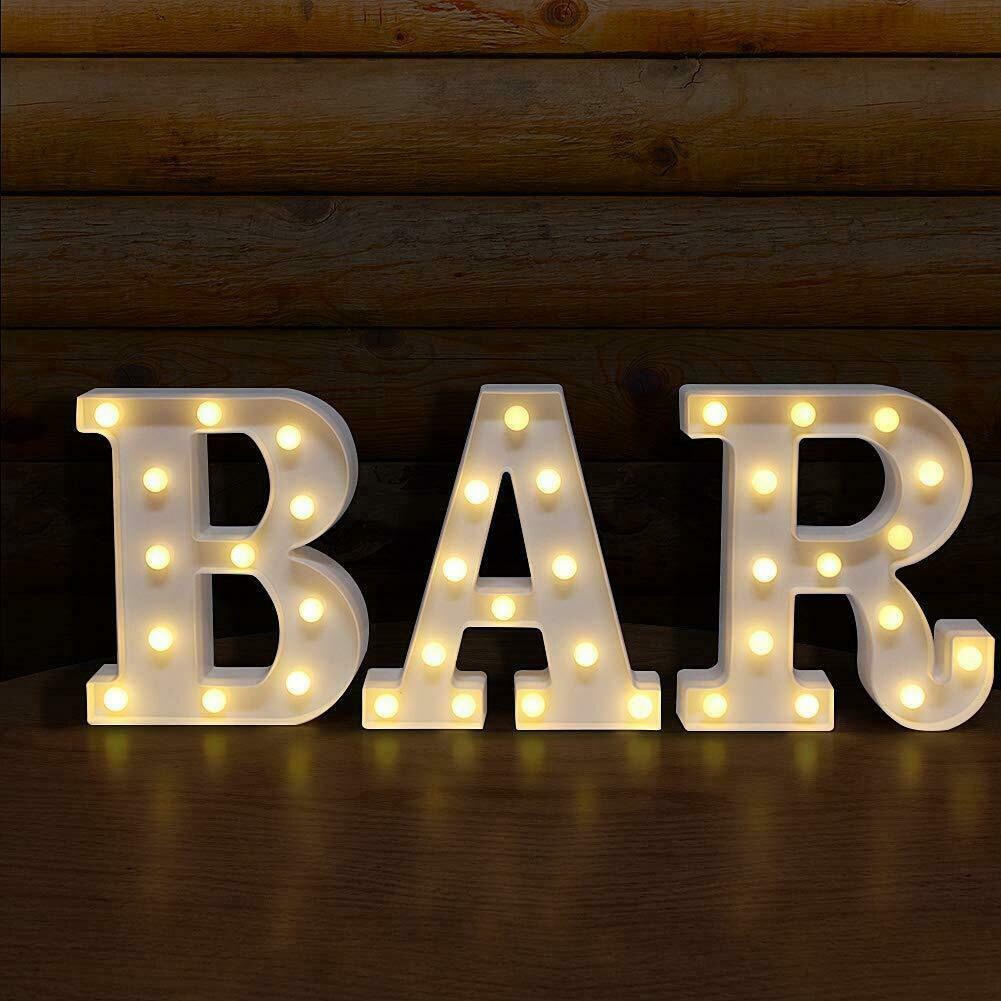 White Yellow LED Light Up Bar Plaque