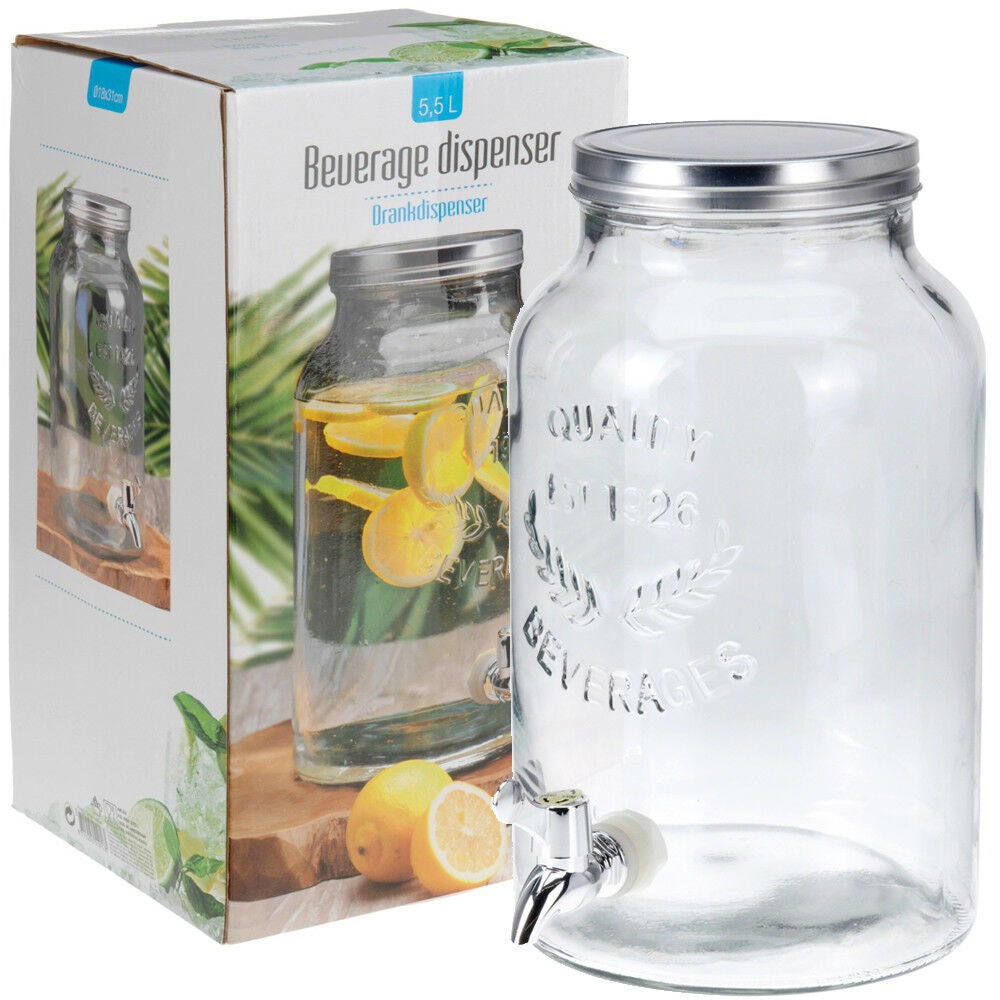 5.5 litre glass beverage dispenser