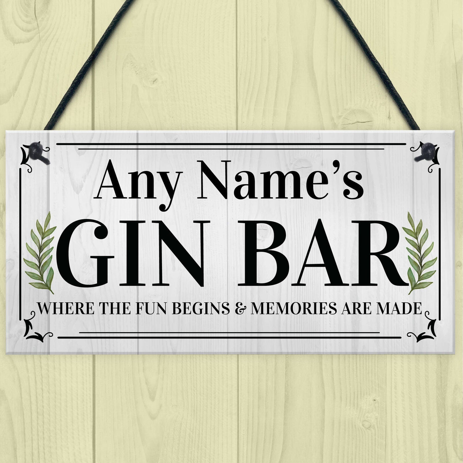 personalised home bar gin sign