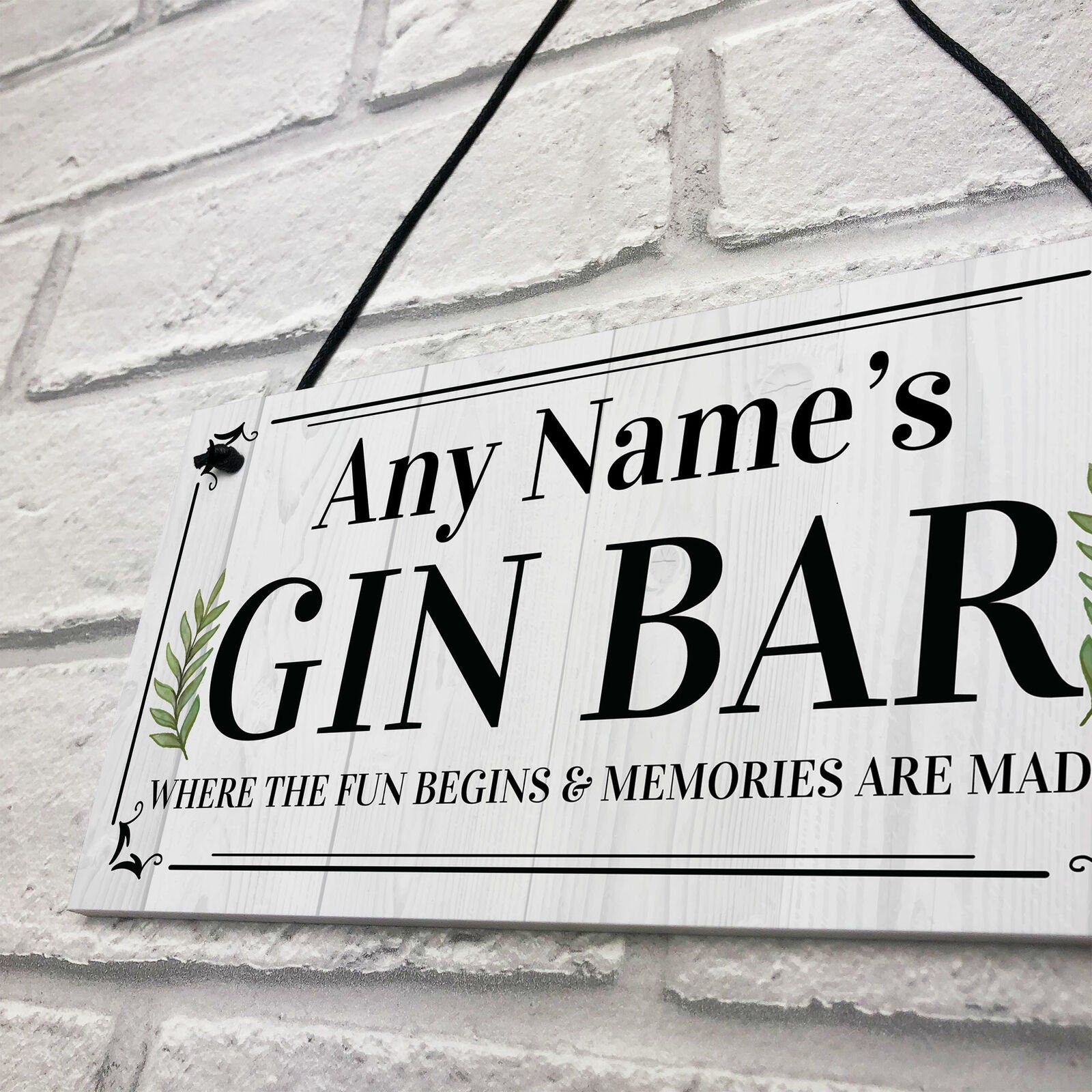 personalised home bar gin sign