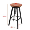 2x Vintage Industrial Bar Stools Chair Retro Kitchen Counter Wooden Seat Pub.