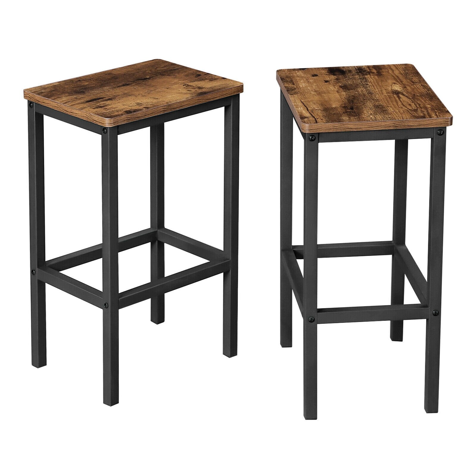 Set of 2 Rustic Industrial Retro Bar Stools, Kitchen Bar Stools with Footrest.