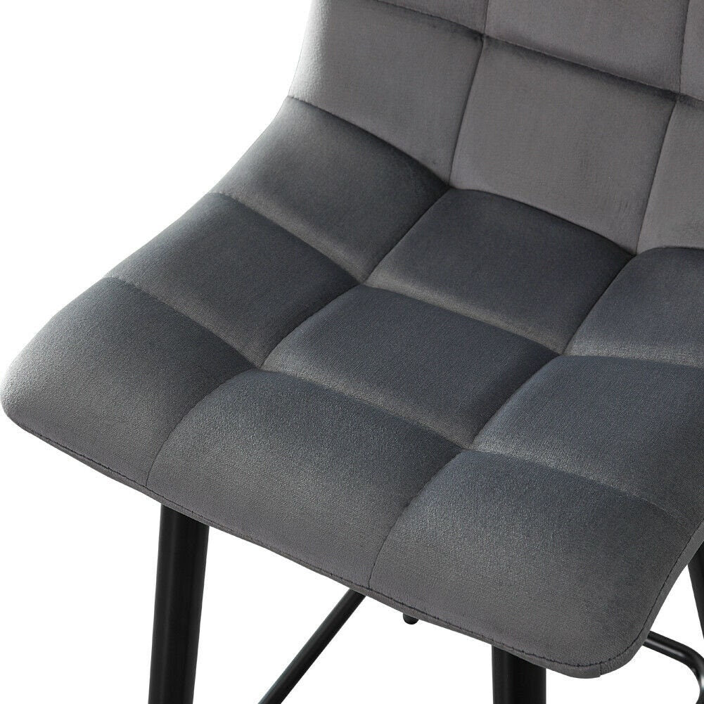 Set of 2 Grey Velvet Bar Stools