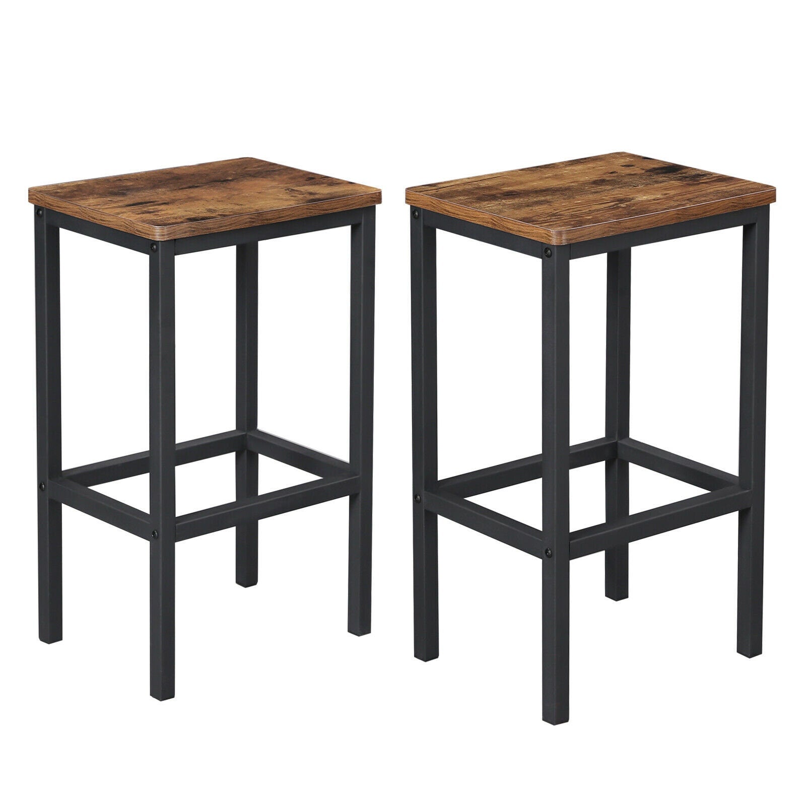 Set of 2 Rustic Industrial Retro Bar Stools, Kitchen Bar Stools with Footrest.