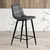 Set of 2 Grey Velvet Bar Stools