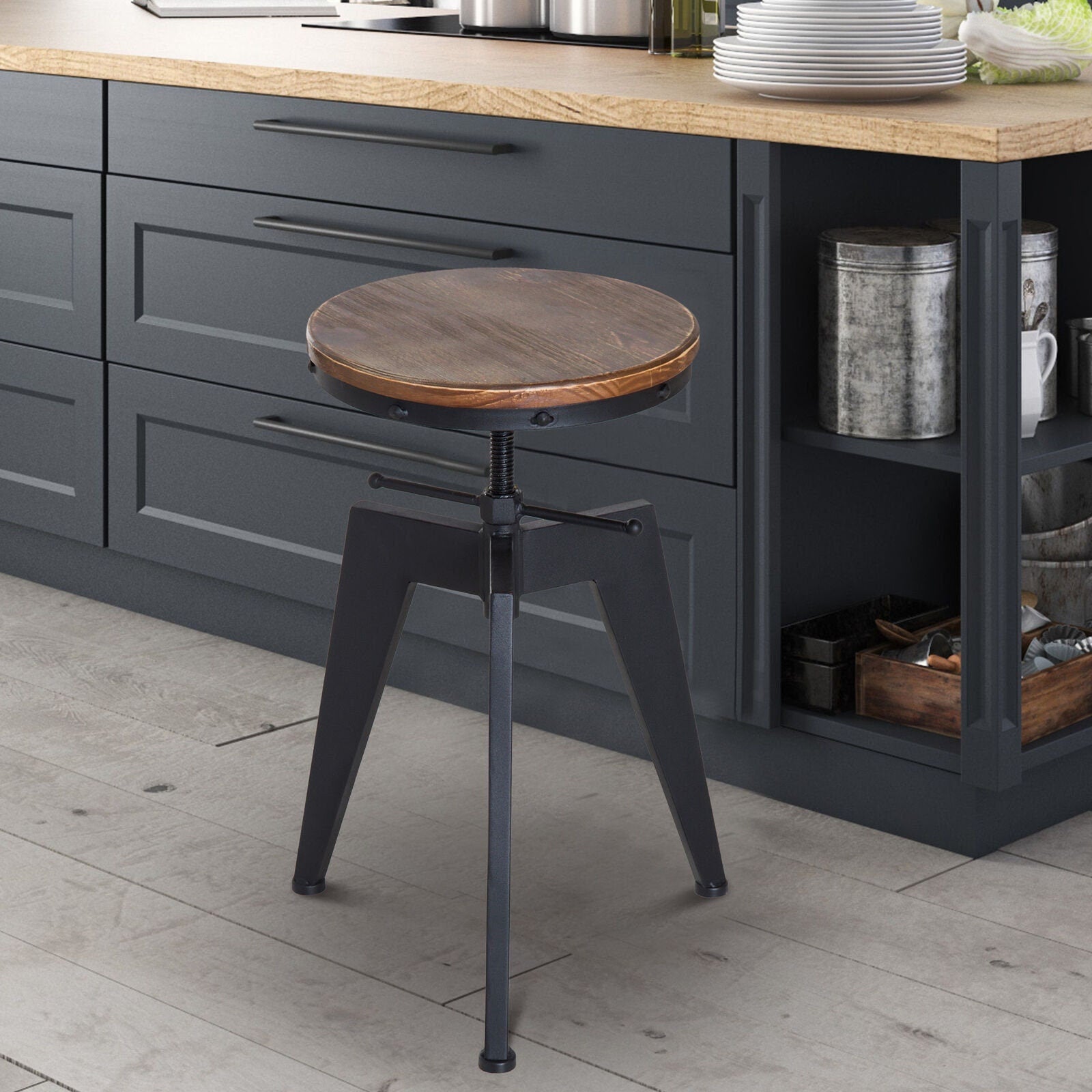 rustic retro industrial swivel style Bar stool