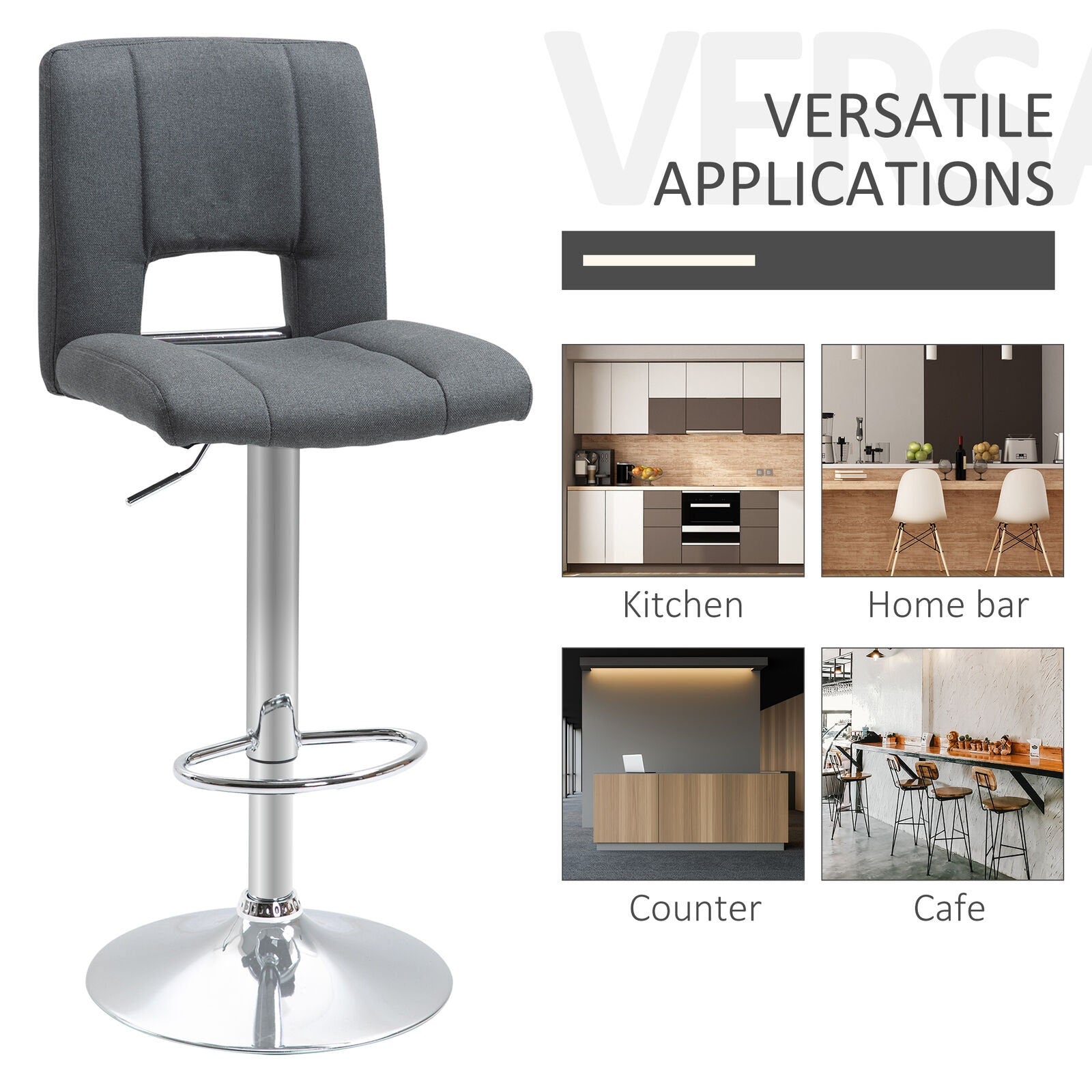 Products Modern Fabric Bar stool Armless Adjustable Height with Swivel Seat, Set of 2