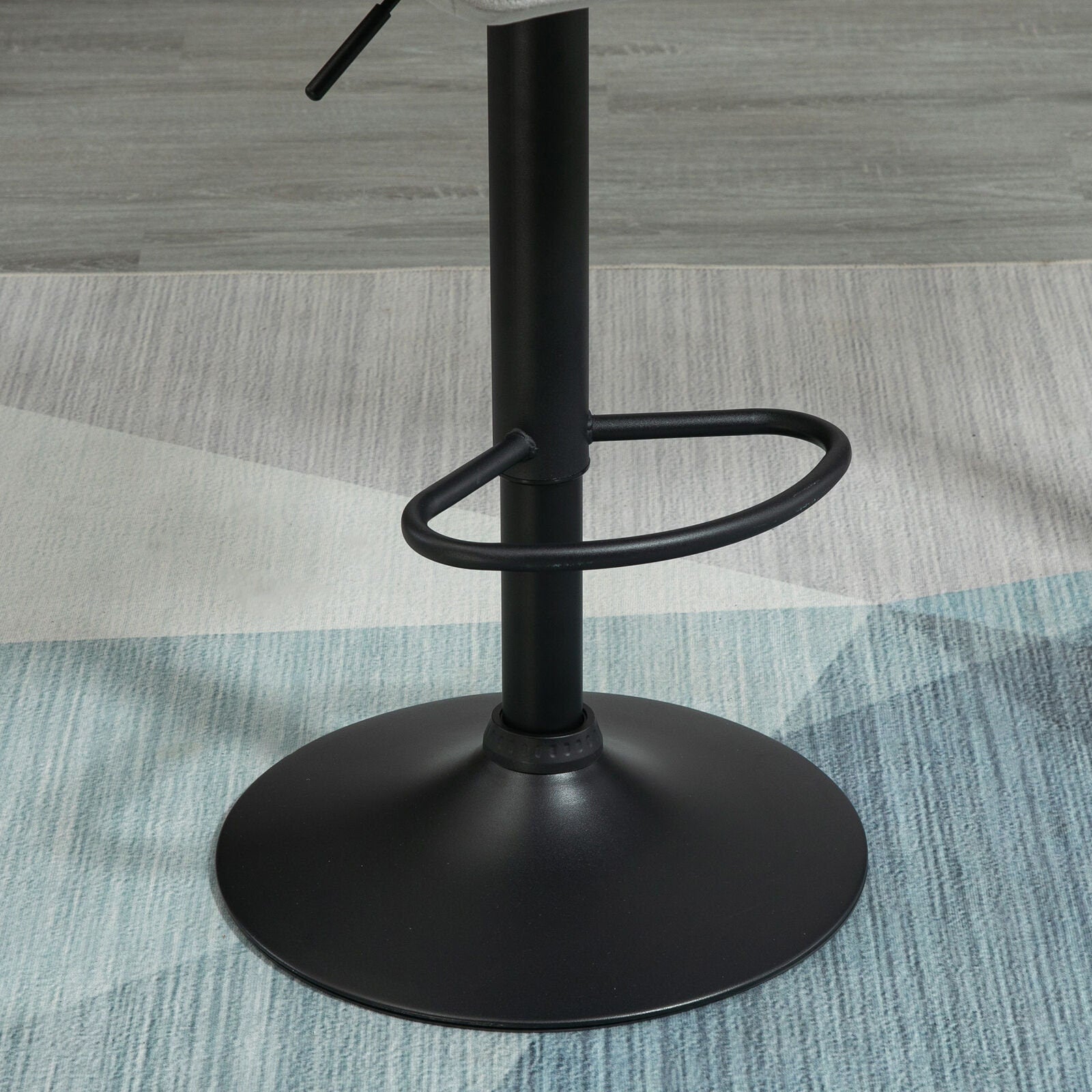 Bar Stool Set of 2 Fabric Adjustable Height Counter Chairs Light Grey.