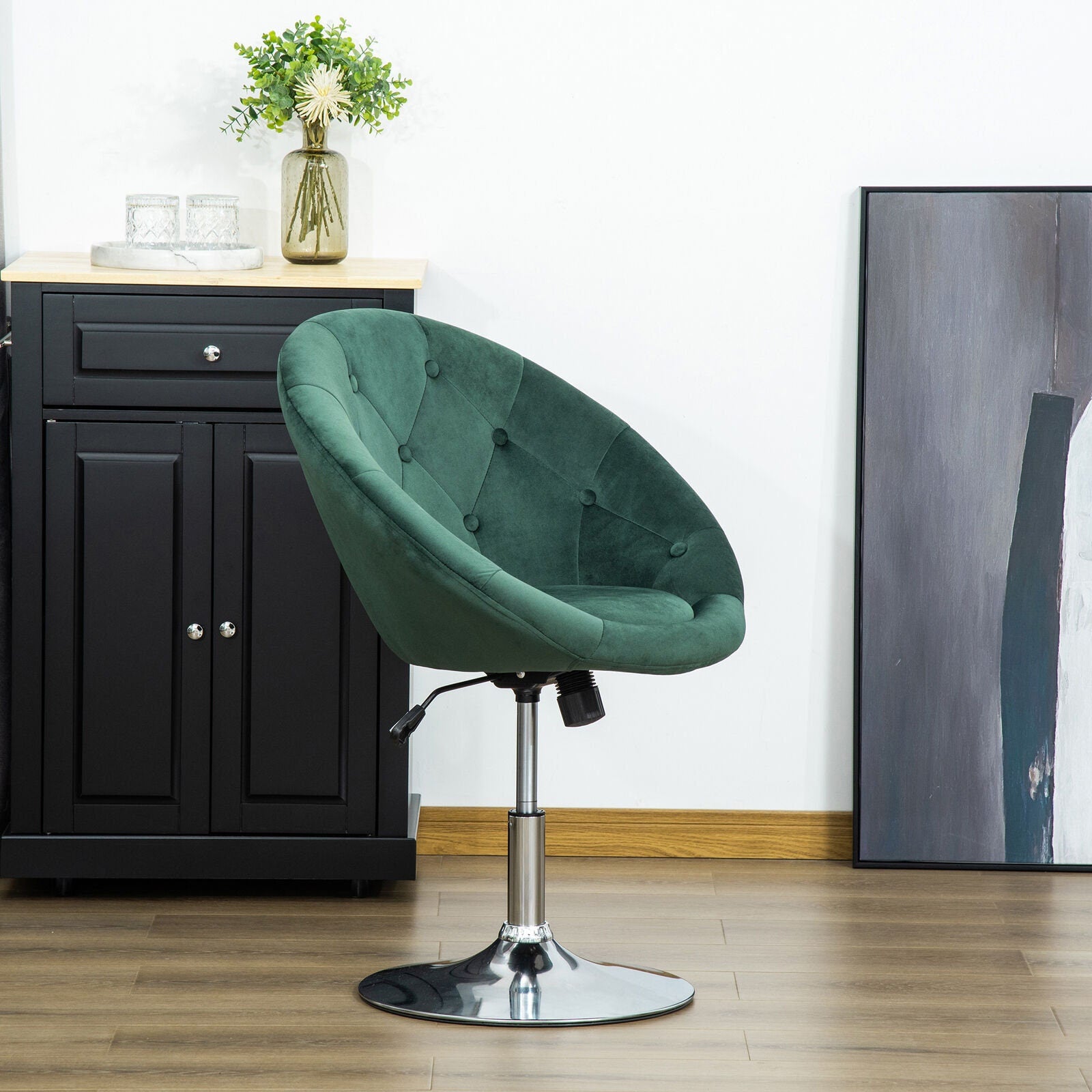 Swivel Dining Height Bar Stool Adjustable Armless Tub Chair Green