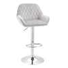 Velvet Bar Stool Adjustable Height with Footrest, Armrest, Grey