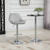 Velvet Bar Stool Adjustable Height with Footrest, Armrest, GreyVelvet Bar Stool Adjustable Height with Footrest, Armrest, Grey