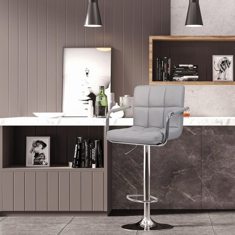 Grey Height Adjustable Bar Stool Bar Chair Breakfast Bar Stool