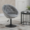 Dining Height Accent Stool Velvet-Touch Tufted Fabric Adjustable Height
