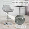 Velvet Bar Stool Adjustable Height with Footrest, Armrest, Grey