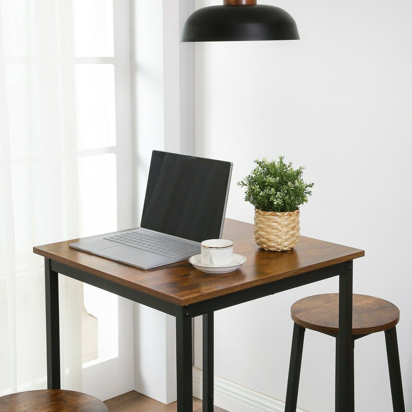 Bar Table Square Tall Table Heavy-Duty Steel Frame Easy Assembly.