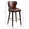 luxury brown leather bar chairs pub seats with gold feet