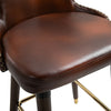 luxury brown leather bar chairs pub seats with gold feet
