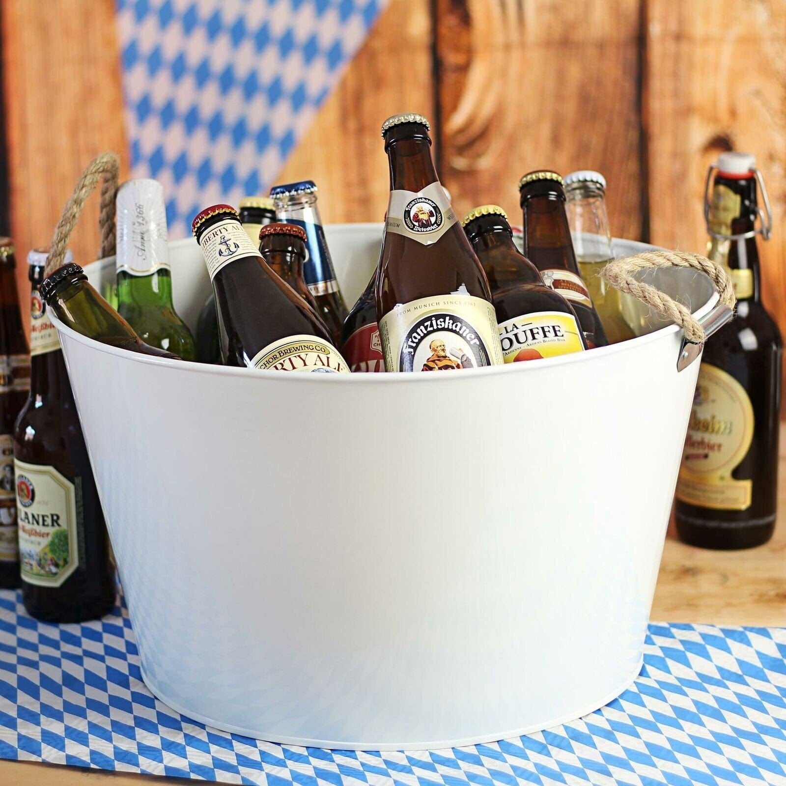 white galvanised steel drinks pail ice bucket