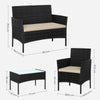 4 Pcs Rattan Garden Furniture Set Polyrattan Outdoor Patio Furniture