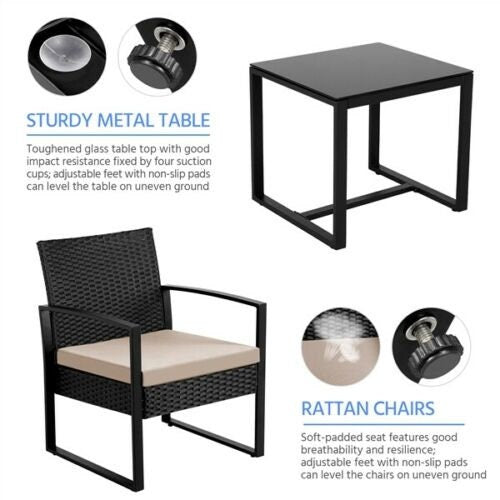 Rattan Garden Furniture Sets Weaving Wicker Chairs and Table Outdoor w/ Cushions 