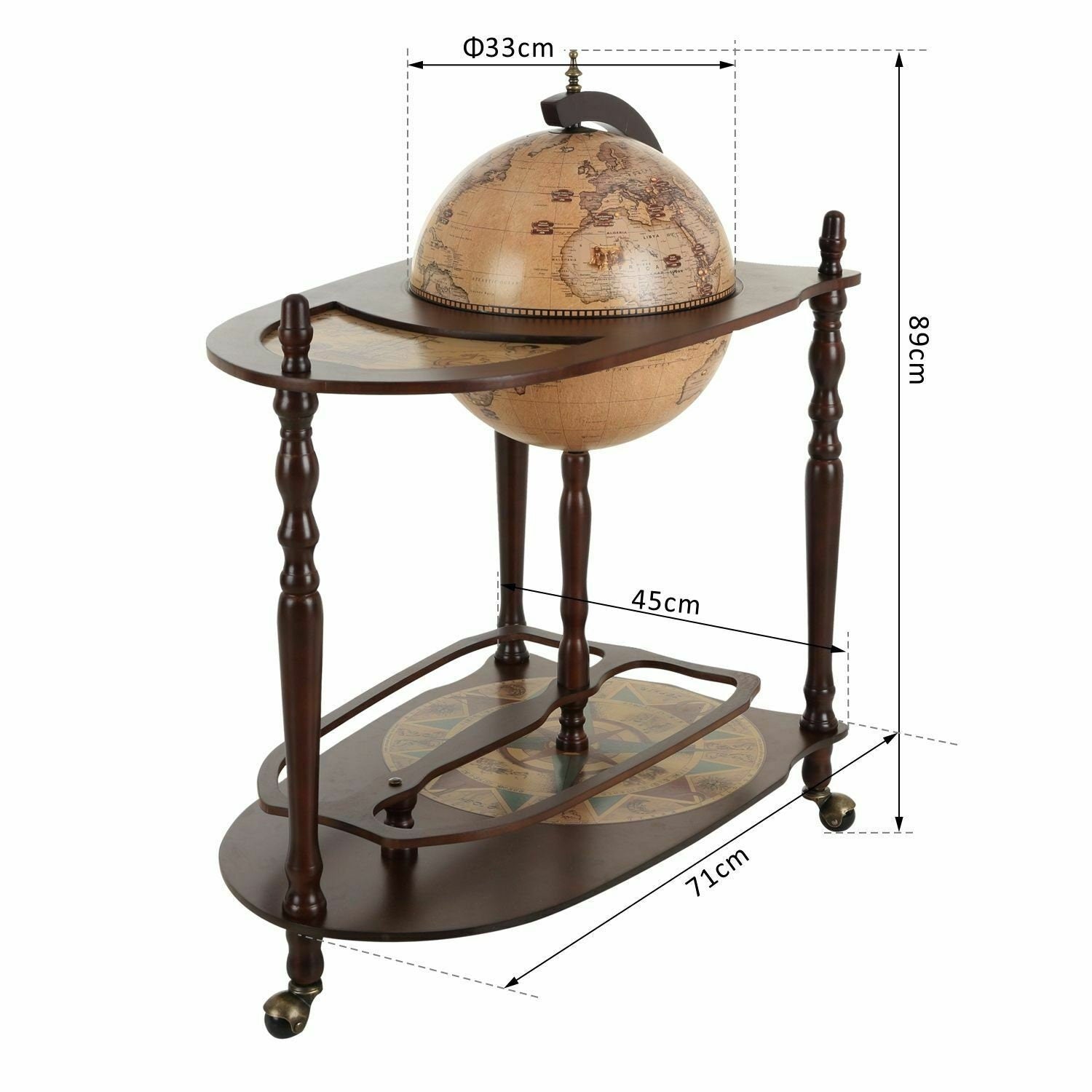 Bar Globe Drinks Cabinet Wine Container Minibar Storage Trolley Table