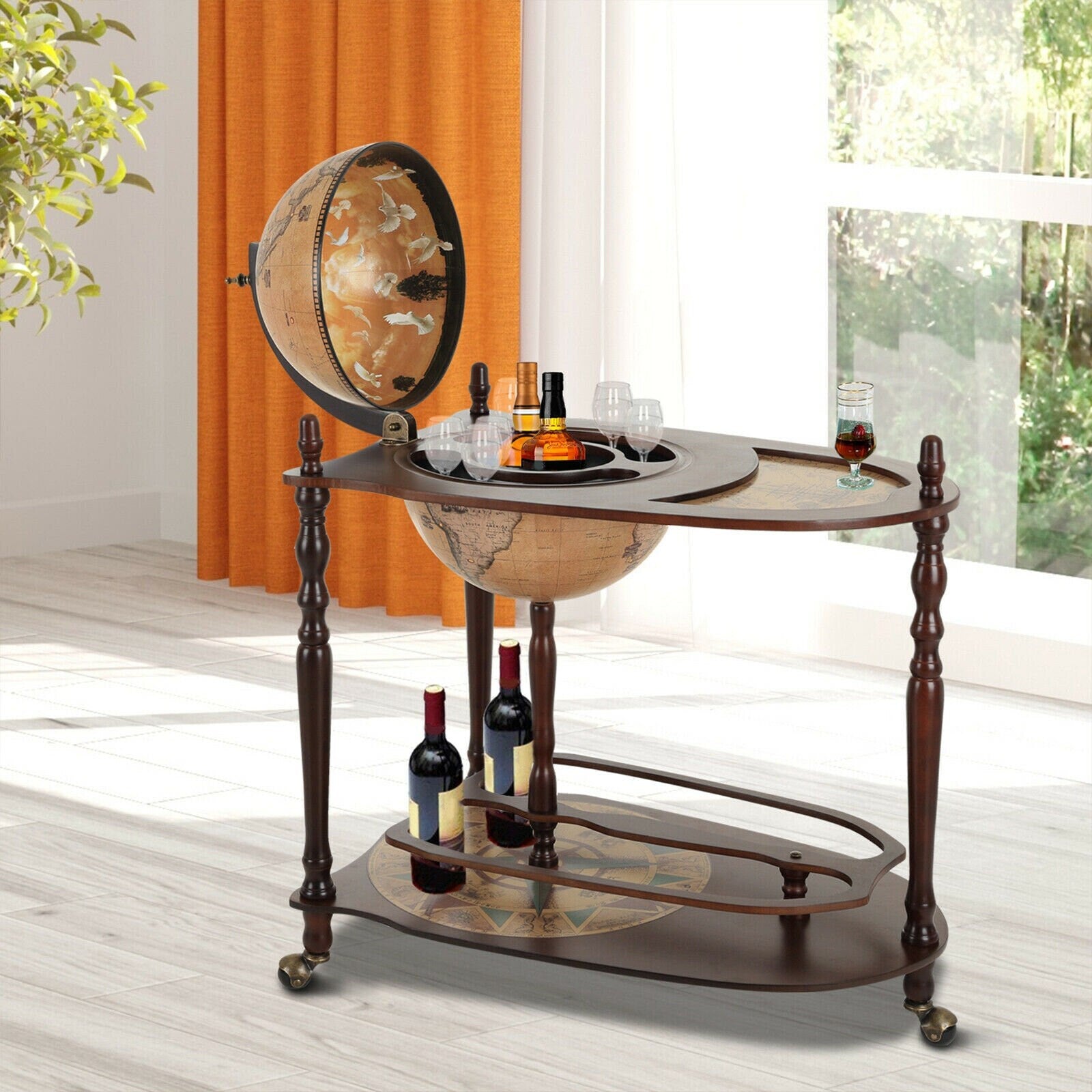 Bar Globe Drinks Cabinet Wine Container Minibar Storage Trolley Table