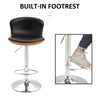 Set Of 2 PU Leather Rounded Tub Bar Stools Adjustable Height w/ Footrest