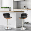 Set Of 2 PU Leather Rounded Tub Bar Stools Adjustable Height w/ Footrest