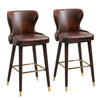 luxury brown leather bar chairs pub seats with gold feet