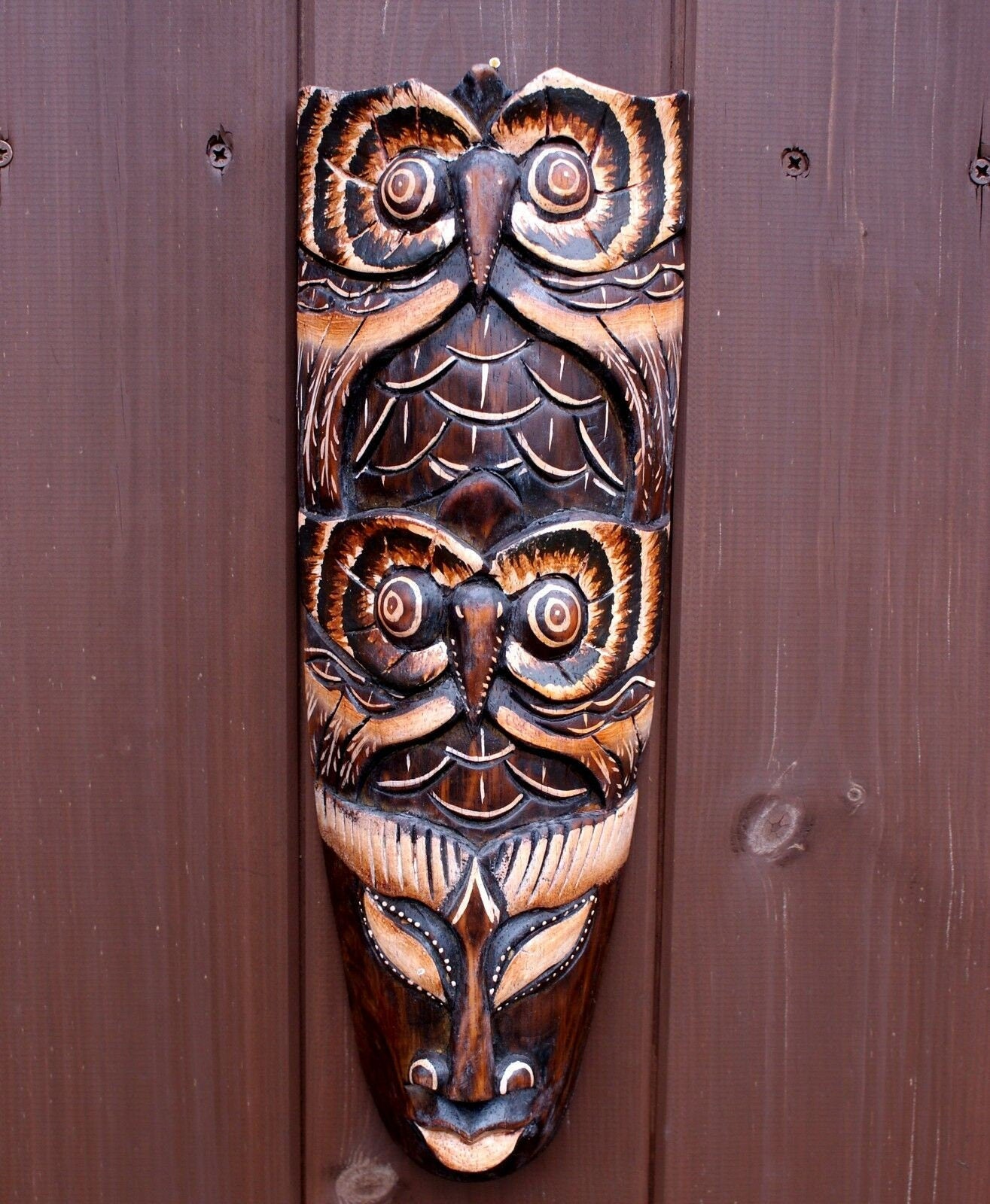 African Owl Ethnic Wall Sign Bar Mask