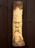 Green Man Wood Log Carving Plaque Wall Hanging Garden Decor Hand Carved 50cm.