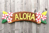 Aloha Tiki Bar Sign Tropical Hawaiian Bar Decor Wall Hanging Brown Wooden