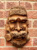 Large Bamboo Wall Hanging Mans Face Mask Handcarved Garden Bar Wooden Decoration.