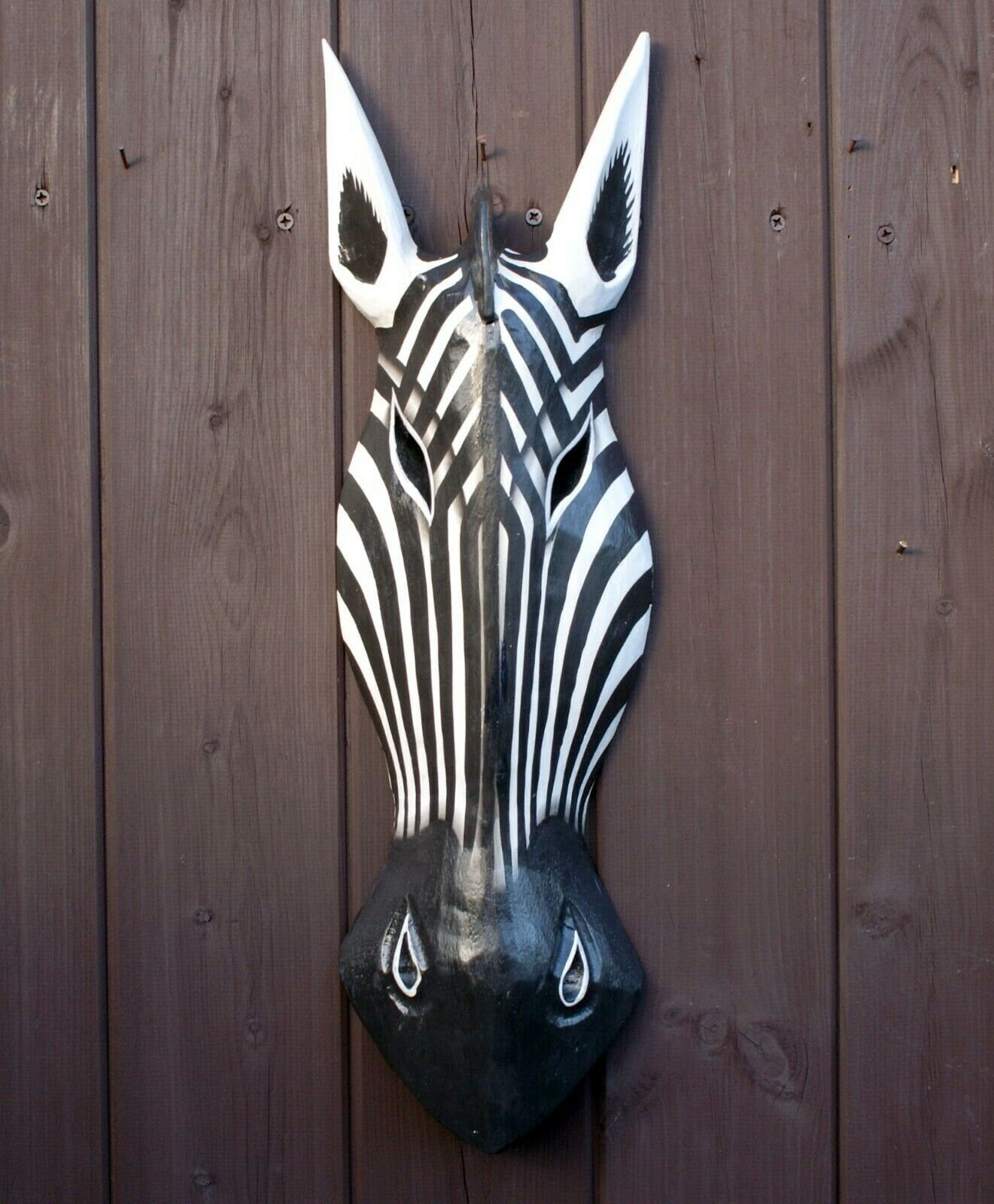 Rustic Wood Animal Mask Wall Art for Bar Carving Zebra 50cm *Gift Idea*.