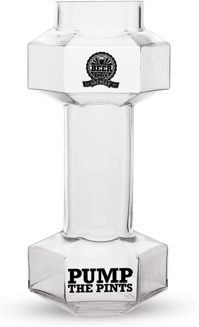  Large Novelty Workout Gym Themed Dumbbell Gift Boxed Beer Lager Pint Pub Glass