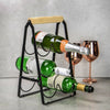  6 Bottle Wine Rack with Handle Freestanding Wine Carrier Oak Handle M&W