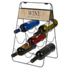  9 Wine Bottles Vintage Wire Wooden Metal Rack Storage Holder Bar Display Stand