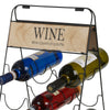  9 Wine Bottles Vintage Wire Wooden Metal Rack Storage Holder Bar Display Stand