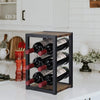 Vintage Industrial Style Retro Wooden Wine Rack for 6 Bottles, 3 Tier Free Standing Countertop Bottle Holder Storage Shelf for Kitchen,Man Cave, Home Bar,Garden 