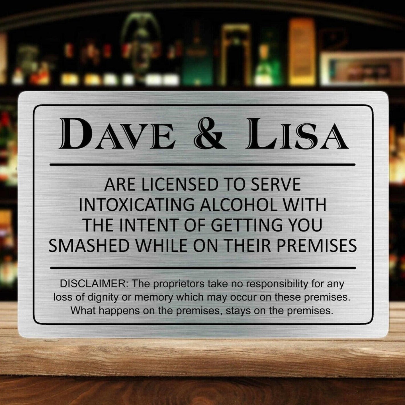  Funny Personalised Bar Sign, Metal Tin sign/plaque Man Cave shed garage home pub